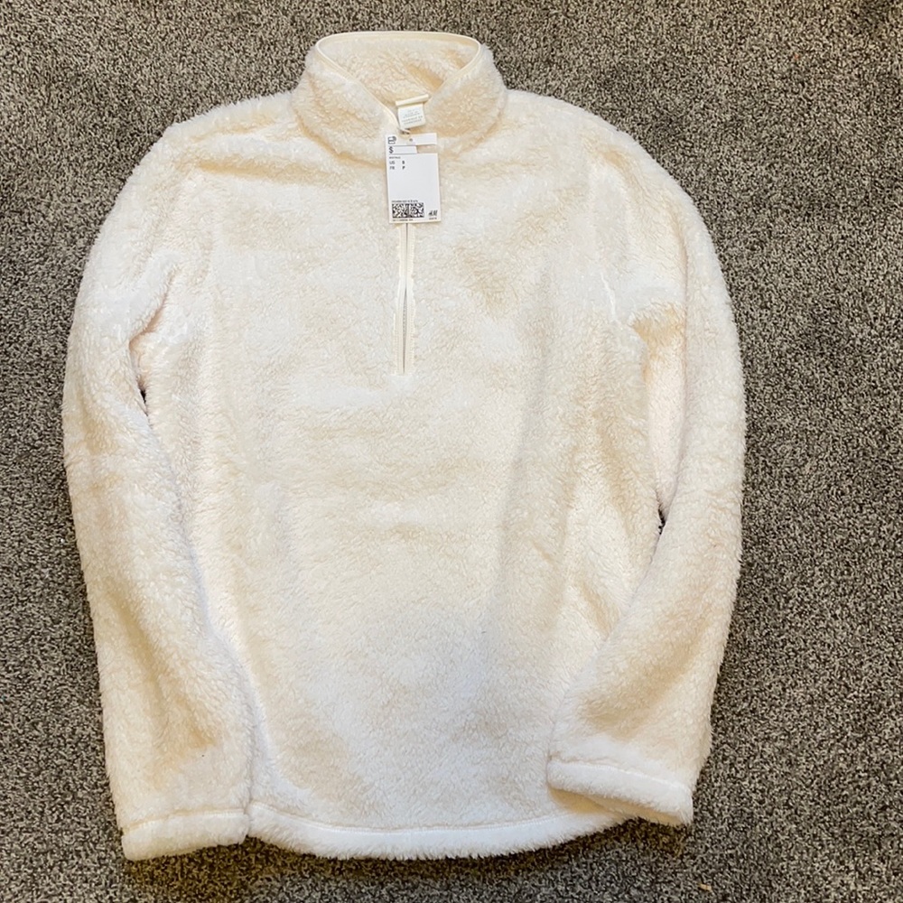 White zip up sweater